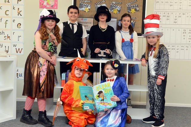 Pupils from Burnside Academy dressed in character for World Book Day.