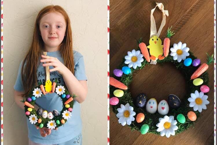 Amelia, age 9, shows off her Easter wreath.