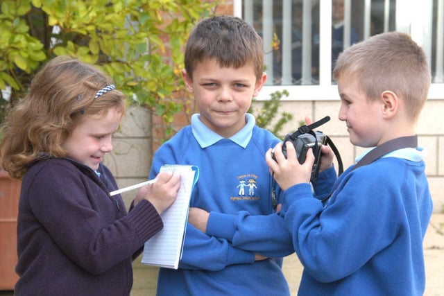 Budding journalists, from left Lucy Surtees (reporter) Callum Coates (editor) and Adam Bresnen (photographer) were pictured in 2008. Great work!