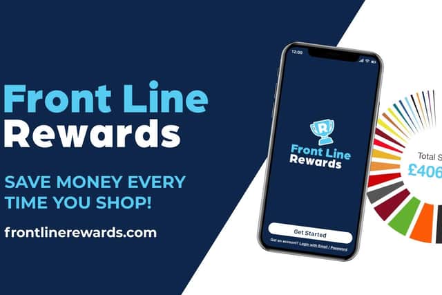 The Front Line Rewards app banner.