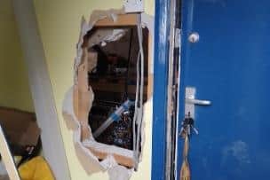 Damage caused to the Media Savvy offices during the break-in.

Photograph: Media Savvy