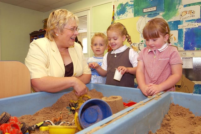 One last play session for head teacher Gloria Simpson before retiring from Mill Hill Nursery School in 2006.
