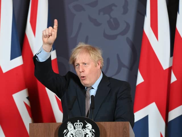 Prime Minister Boris Johnson during a media briefing in Downing Street, London, on the agreement of a post-Brexit trade deal.