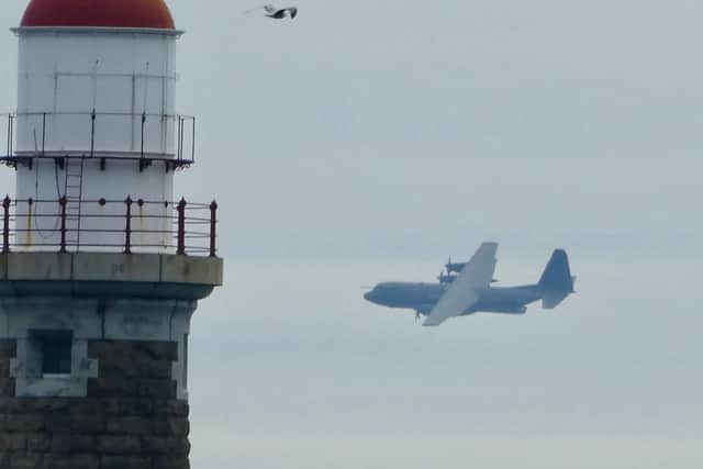 Pat McCardle captured this great shot of RAF Hercules flying past Roker lighthouse.