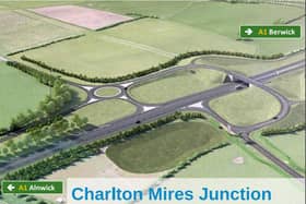 A visualisation of the proposals for the Charlton Mires junction of the A1 as part of the proposed dualling between Alnwick and Ellingham.