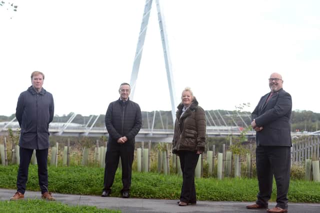 Pictured from left to right are Sunderland Echo Head of Content Gary Oliver,  awards correspondent Chris Cordner and organiser Lynn Wild with Sunderland Council leader Coun Graeme Miller.