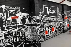 The mural at Vaux Brewery's Roker Industrial Estate site.