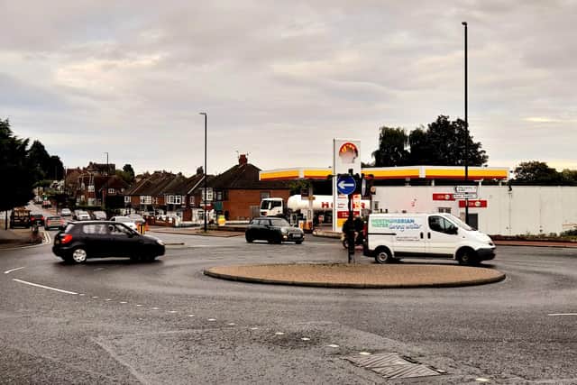 The small Chester Road/Springell Road roundabout is the scene of regular tailbacks. Picture, Sunderland Echo.