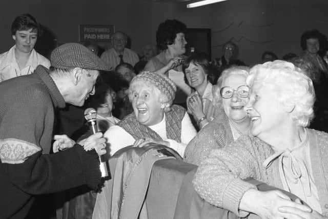 Bobby Thompson shares a laugh at the opening of the new Top Rank Bingo and Social Club in Sunderland's former Odeon Cinema.