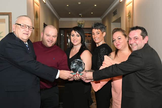 Miles for Men representatives collect the Community Group of the Year trophy at the 2019 Best of Hartlepool Awards.