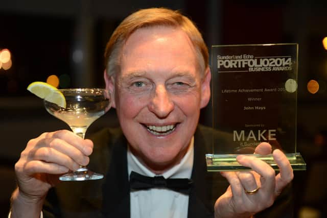 John Hays is all smiles in 2014 when he was pictured with the Lifetime Achievement trophy at the Sunderland Echo Portfolio Business Awards.