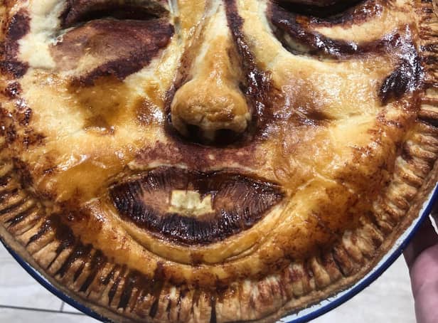 The Halloween Face Pie produced by Tarts and Traybakes.