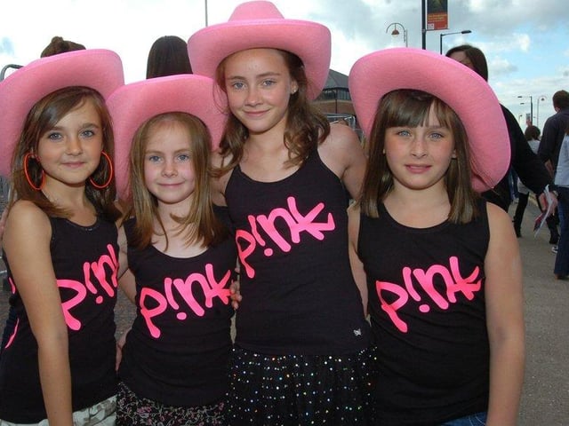 Pink was the first woman to perform when she brought her pop anthems and acrobatic staging to the Stadium of Light in 2010. Pictured here are some excited fans outside the stadium.