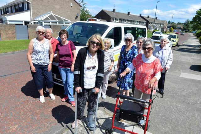 Edith Corney (front) and concerned residents