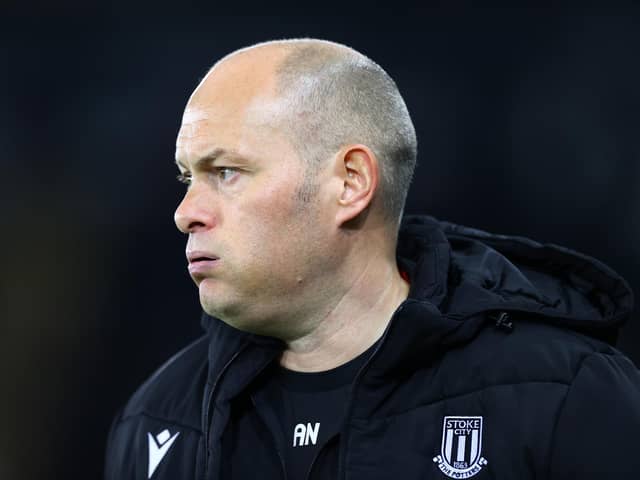SWANSEA, WALES - FEBRUARY 21: Alex Neil, Manager of Stoke City, looks on prior to the Sky Bet Championship match between Swansea City and Stoke City at Swansea.com Stadium on February 21, 2023 in Swansea, Wales. (Photo by Michael Steele/Getty Images)