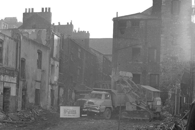 Pann Lane during demolition works in 1967. The street got its name from the salt-making industry which existed centuries ago.