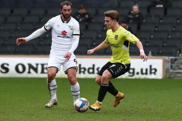 Will Grigg in action for MK Dons.