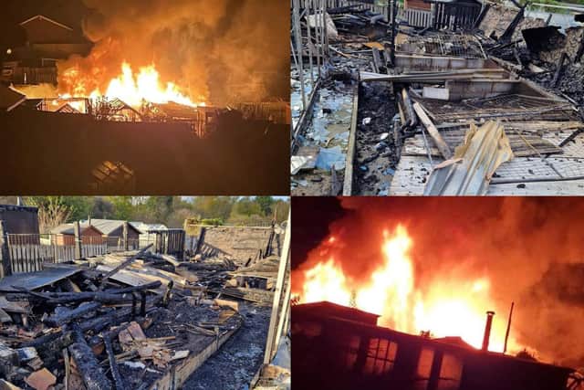 Devastating pictures show the extent of the fire and the damage it left behind at the allotment.