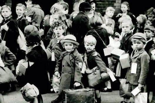 The effects of war.  Sunderland children get ready for evacuation.