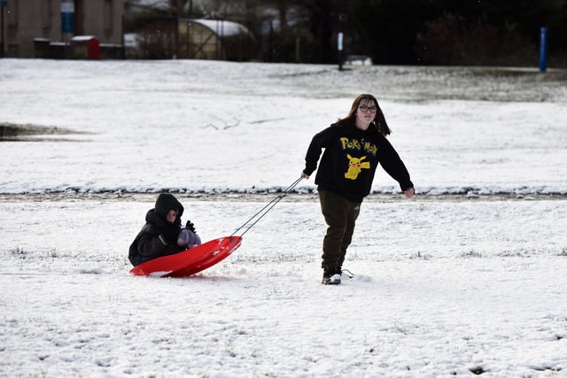 Snow equals sledging at Callendar Park