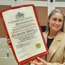 England footballer Steph Houghton (surname pronounced as in Houghton-le-Spring) has been awarded the freedom of the City of Sunderland.