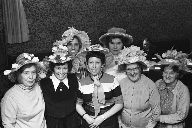 Sunderland Gunners Club members in their Easter bonnets at the Silksworth Row club in 1977.