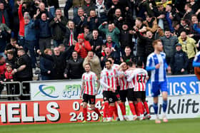 The Sunderland players celebrate a goal.
