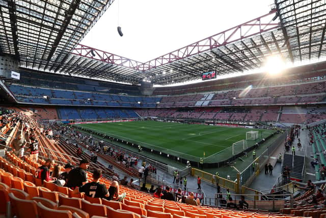San Siro Stadium, in Milan, is home to AC Milan. Photo credit Marco Luzzani/Getty Images.