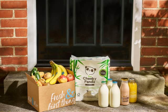 Products from Milk & More on a doorstep, as thousands of people have returned to having their milk delivered as they are forced to stay at home during the coronavirus outbreak. PA Photo