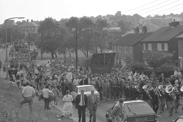This was the scene when NUM leader Arthur Scargill leader visited Easington in 1984