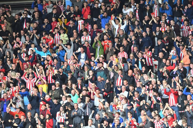 Jubilant Sunderland fans celebrate the Black Cats opening the scoring