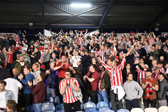 The tension eases as Sunderland celebrate a semi-final outcome they wanted at Portsmouth in 2019.