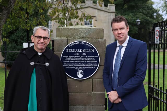 The Rev John Barron of St Michael's and the All Angels Church and Cllr Kevin Johnston and Rector were at the unveiling.