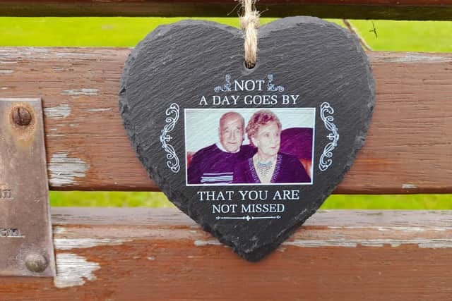 Kathleen and Matthew's memory lives on at the bench. Image, Sunderland Echo.