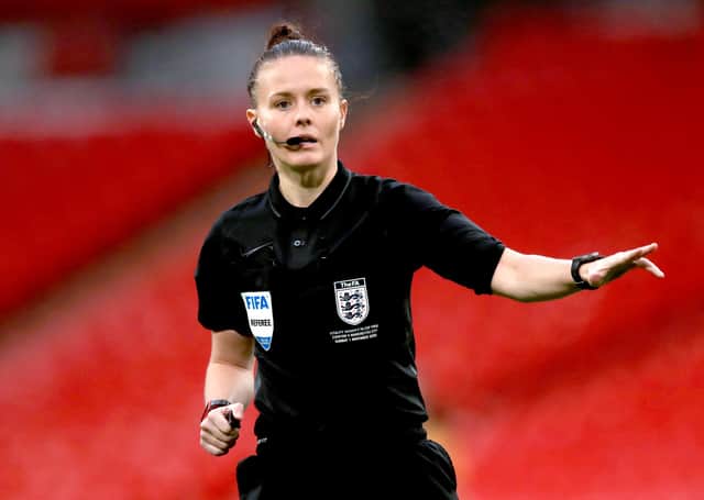 Referee Rebecca Welch.
