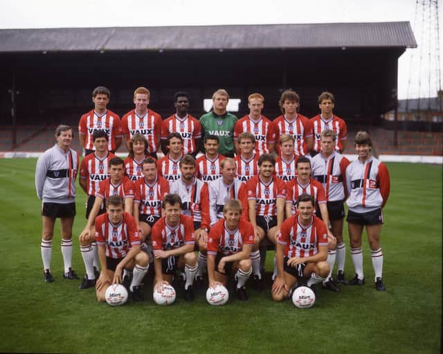John MacPhail, back row, left, with the Sunderland line up ahead of the successful 1987/88 Third Division title-winning season - prior to the key arrival of Marco Gabbiadini. 

Back row, from left to right: John MacPhail, David Corner, Gary Bennett, Iain Hesford, Nigel Saddington, Gordon Armstrong, Keith Bertschin; Second row: Jim Morrow (scout), George Burley, Eric Gates, Frank Gray, Reuben Agboola, Mark Proctor, John Kay, Chris McMenemy (coach), Steve Smelt (physio); Third row: Paul Lemon, Paul Atkinson, Viv Busby (assistant manager), Denis Smith (manager), John Moore, Dale White; Front: Gary Owers, Steve Doyle, Dave Buchanan, John Cornforth.