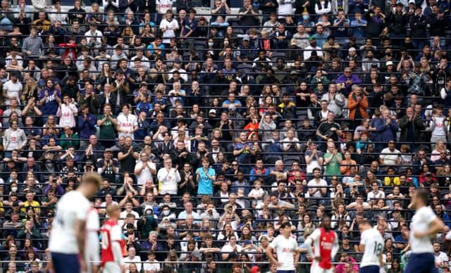 Tottenham Hotspur fans in the safe standing seating at their ground.