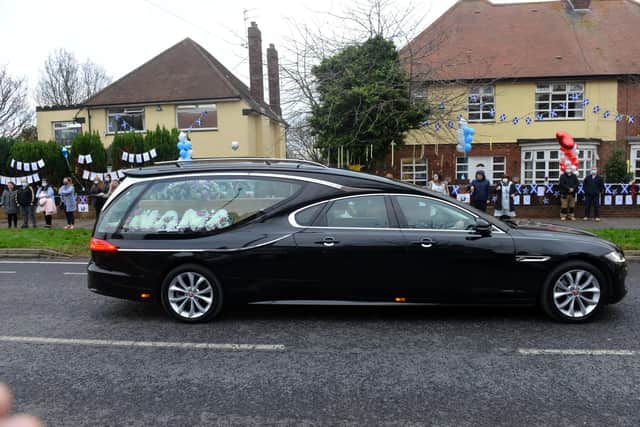 Funeral cortege for Tracey Donnelly passes outside The Court.