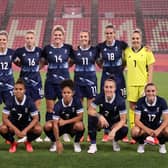 Players of Team Great Britain pose for a team photograph prior to the Women's Group E match between Canada and Great Britain on day four of the Tokyo 2020 Olympic Games at Kashima Stadium on July 27, 2021 in Kashima, Ibaraki, Japan. (Photo by Atsushi Tomura/Getty Images)