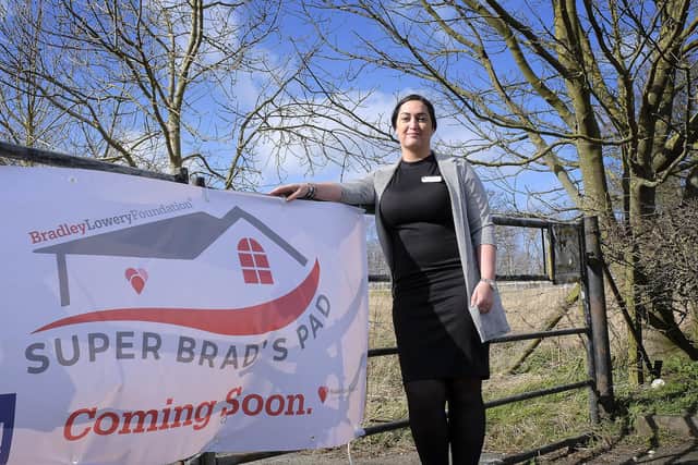 Gemma Lowery visits the site where the Bradley Lowery Foundation will be starting construction in Scarborough.