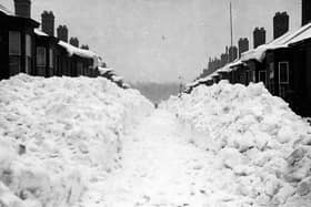 Snow drifts which were almost as tall as the houses in Guisborough Street in 1947. Picture: Bill Hawkins.