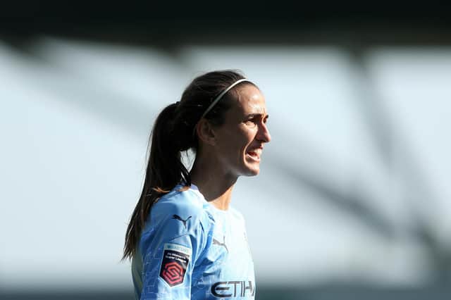Jill Scott playing for her parent club Manchester City. She is currently on loan an Everton.