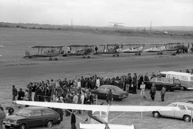 A squadron of Tiger Moths on display in 1979.
