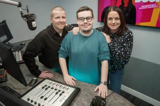 Liam with Steve and Karen at Metro Radio