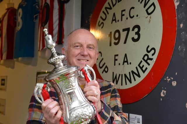 John Mowbray OBE, DL with a replica of the FA Cup.