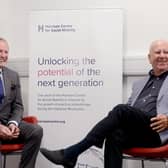 Founder of the Harrison Centre for Social Mobility, David Harrison, meets with Sir Bob Murray CBE, chairman of the Foundation of Light in the Beacon of Light.