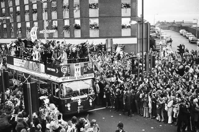 The 1973 FA Cup parade in Sunderland.