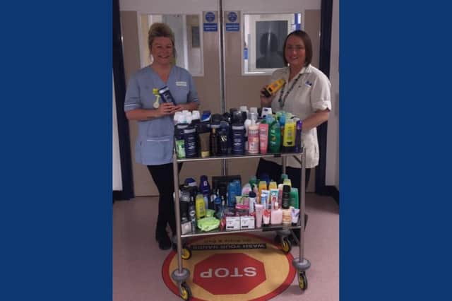 Claire Reynoldson, left, and Rachel Craggs with some of the donations.