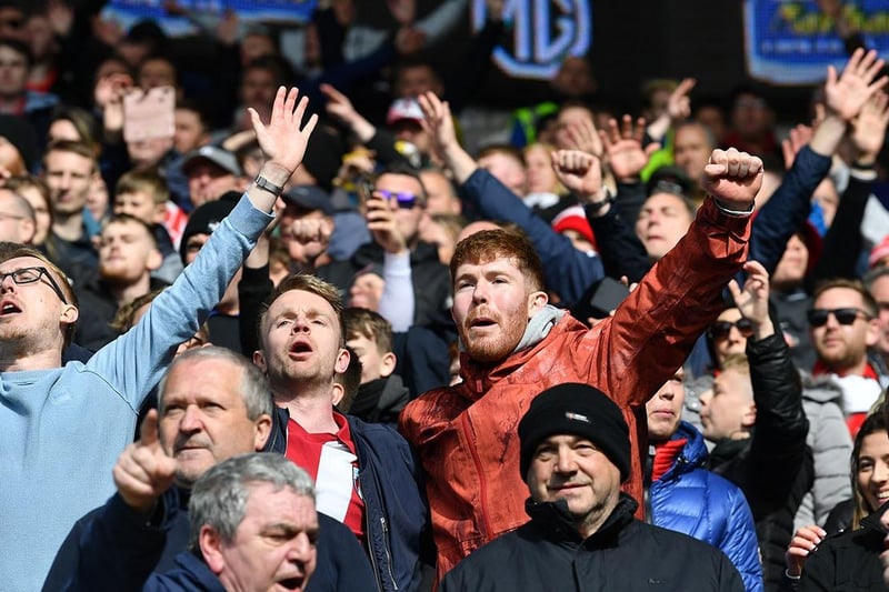 Sunderland fans in action as Tony Mowbray's men took on Cardiff City in 2023