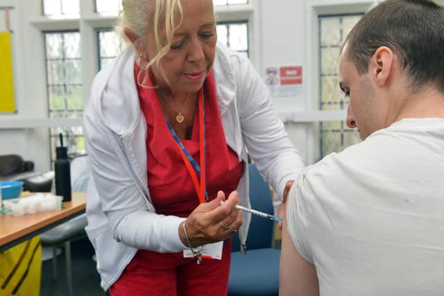 Advanced Nurse Practitioner, Hazel Taylor, gave up her day off to help the vaccination programme at Sunderland College's pop-up vaccination clinic.